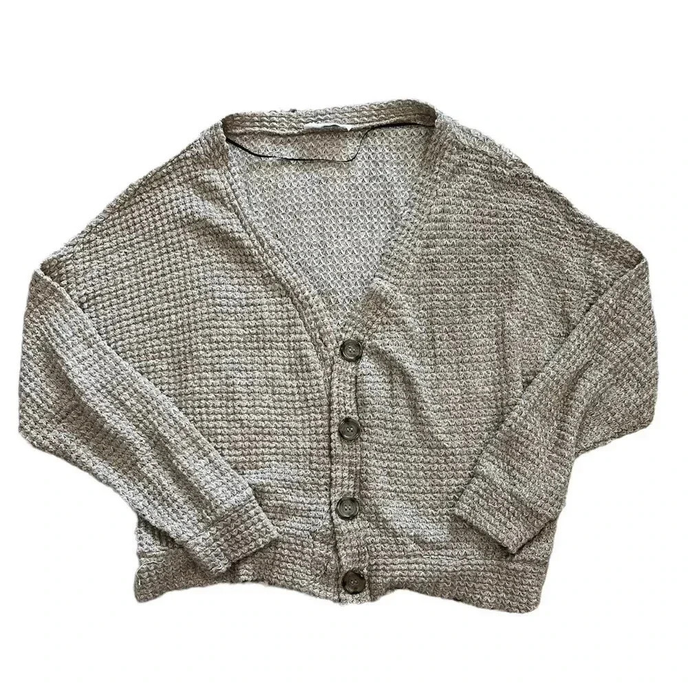 Double Zero Oatmeal Loose Knit Cardigan S
